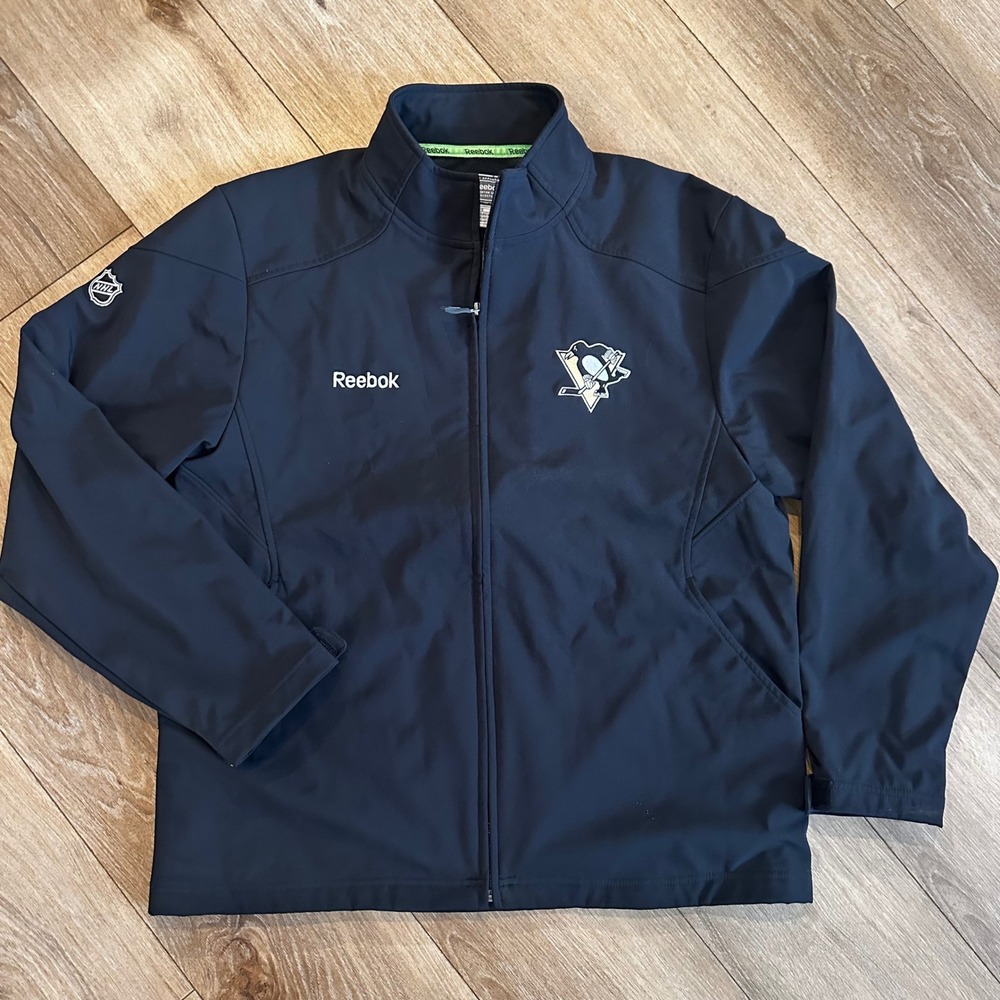 Reebok Pittsburgh Penguins NHL Center Ice Softshell Jacket Mens Large Black
